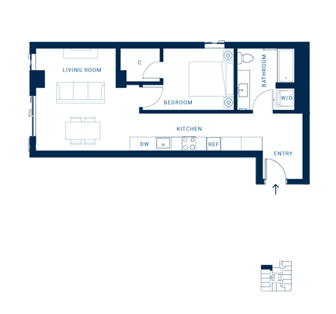Shoresmith Apartments 1x1 F Floor Plan